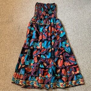 Boho Miami One Size Colorful Strapless Maxi Dress
